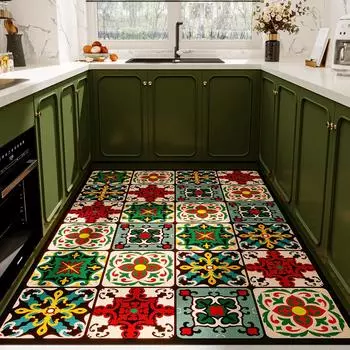 Коврик для кухни, большой размер, ПВХ, водонепроницаемый, кожаный, маслостойкий, нескользящий, ковер, украшение для дома в американском стиле ретро 50x80cm