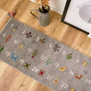 Коврик для кухни Hagiwara Gabbeh серый 40 x 240 см шерстяной этнический узор прибл.. Numero Ручная работа