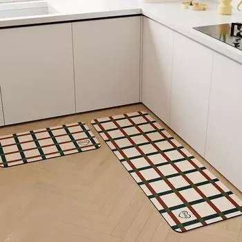 Коврик для кухни из ПВХ-кожи в полоску, противоскользящий, маслостойкий, водонепроницаемый, с длинной полосой, декоративные коврики Alfombra De Cocina 50x80cm