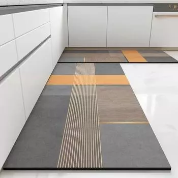 Коврик для кухни из ПВХ, водонепроницаемый, нескользящий, коврик для ног, кожаный, антимасляный, длинный ковер, домашний декор, серый, ковры, устойчивые к пятнам 50x80cm