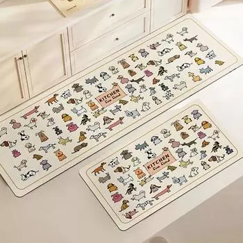 Коврик для кухни из ПВХ, водонепроницаемый, противоскользящий, коврик для ног, украшение для дома, ковер с рисунком мультяшной собаки, не требует стирки, протирается, миловидность 50x80cm