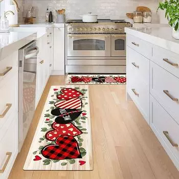 Коврик для кухни ковер с мотивом «Валентина» с сердечками для гостиной, входной двери, коврик для туалета, ванной, нескользящий моющийся коврик для домашнего декора 40x60cm 16x24inch