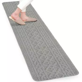 Коврик для кухни OKA Aran 45 см x 240 см, серый, узор Arann, стильный (Моющаяся противоскользящая обработка) серый