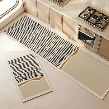 Коврик для кухни ПВХ водонепроницаемый противоскользящий виниловый ковер кожаный маслостойкий коврик для ног японский стиль украшения дома коричневые ковры 50x80cm