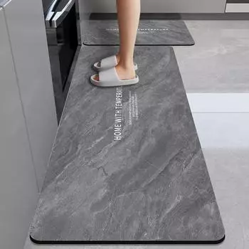 Коврик для кухни с антимасляным диатомовым покрытием с мраморным узором: Впитывает воду, быстро сохнет, не скользит, прост в уходе. 40*60CM Water Absorbent Non-slip