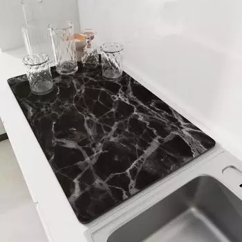 Коврик для кухни Впитывающий коврик для кофе Коврики для сушки посуды Быстросохнущий дренажный коврик для посуды Нескользящий дренажный коврик для кухонного крана 30x40 cm