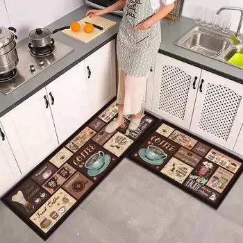 Коврик для кухни в стиле фермерского дома, впитывающий и моющийся коврик для кухни, винтажный ковер для кухни в кофейном стиле 1PC-40X60cm-16x24in