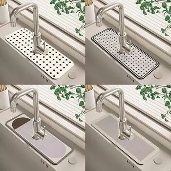 Коврик для кухонного крана Диатомит Wabi Sabi Wind Ванная комната Абсорбирующий Мягкий Коврик Раковина Раковина Раковина Умывальник Быстросохнущий Коврик для унитаза 38x13.8cm