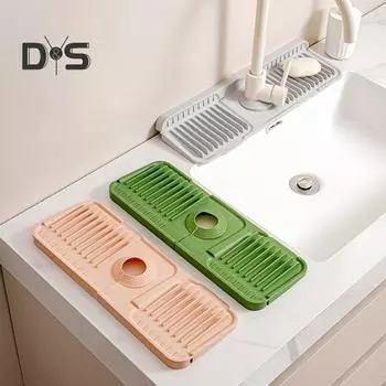 Коврик для кухонной мойки, износостойкий, быстросохнущий, простой в установке, легкоочищаемый, силиконовый, защитный от брызг S серый