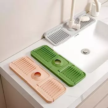 Коврик для кухонной мойки, износостойкий, быстросохнущий, простой в установке, легкоочищаемый, силиконовый, защитный от брызг S серый