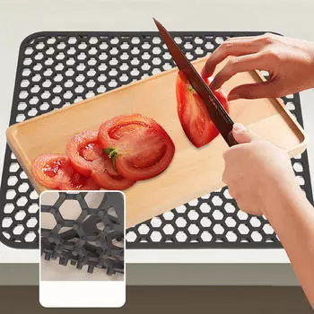 Коврик для кухонной мойки с отверстием в центре, многоразовый защитный силиконовый коврик для слива чёрный