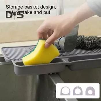 Коврик для кухонной раковины, силиконовый сливной коврик, защита от брызг, держатель губки, лоток, быстросохнущий диатомитовый камень, органайзер для приготовления пищи для бара в ванной комнате чёрный