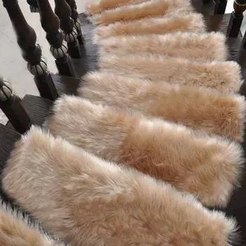 Коврик для лестницы, без клея, самоклеящийся коврик для ступеньки, ковер для ступеньки, вращающаяся педаль для кровати в общежитии из цельного дерева, плюшевый напольный коврик 20*40cm