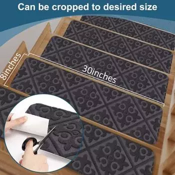 Коврик для лестницы, моющийся самоклеящийся бытовой нескользящий ковер без клея, тисненый коврик для лестницы чёрный