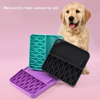 Коврик для лизания, нескользящий, гибкий, против беспокойства, прочный, не содержит бисфенола А, разгрузочная кормушка, посудомоечная машина, всасывание, медленный, безопасный, для собак и кошек, силиконовый коврик для лизания, для домашних животных синий