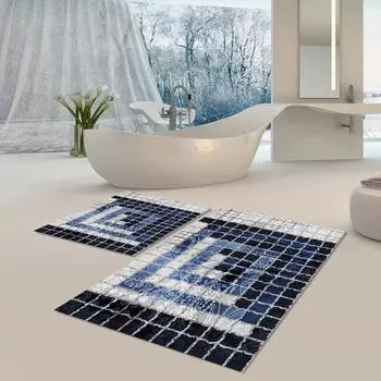 Коврик для машинной стирки, нескользящая основа, моющийся, устойчивый к пыли, пятнам, набор из 2 ковриков для ванной, набор B1098