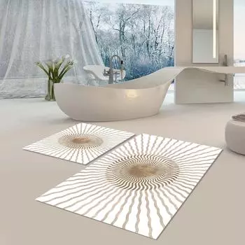 Коврик для машинной стирки, нескользящая основа, моющийся, устойчивый к пыли, пятнам, набор из 2 ковриков для ванной, набор B1081