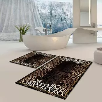 Коврик для машинной стирки, нескользящая основа, моющийся, устойчивый к пыли, пятнам, набор из 2 ковриков для ванной, набор B1095