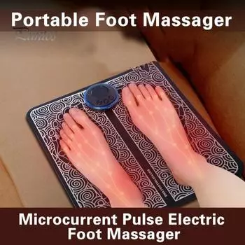 Коврик для массажа ног с дистанционным управлением, 8 режимов, 19 уровней, регулируемое облегчение боли, микротоковый импульсный электрический массажер для ног для взрослых, товары для дома чёрный