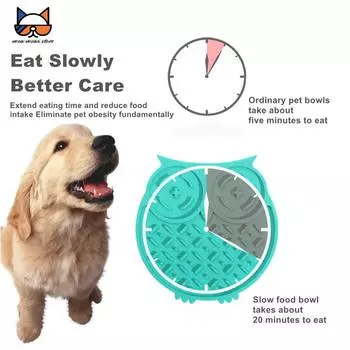 Коврик для медленного кормления собак, лизунец в форме совы, силиконовая присоска, препятствующая удушению, здоровое питание, миска для медленного кормления кошек розовый