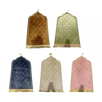 Коврик для молитвы, мягкий, для подарков на Рамадан, толстый, для поклонения, для преклонения колен, напольный коврик, украшение для дома, фланелевый мусульманский молитвенный коврик розовый