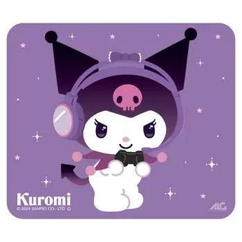 Коврик для мыши Allone Gaming Glass Sanrio Characters Kuromi 30 xx 30 см, закаленное стекло, плавная работа, силиконовый коврик, совместим с оптической игровой мышью