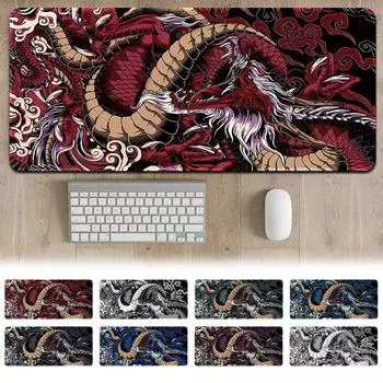 Коврик для мыши для настольного компьютера, прозрачный противоскользящий текстурный коврик с принтом дракона для ноутбука, защитный коврик для офисного стола