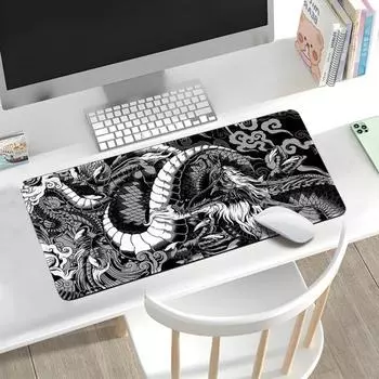 Коврик для мыши для настольного компьютера, прозрачный противоскользящий текстурный коврик с принтом дракона для ноутбука, защитный коврик для офисного стола S синий