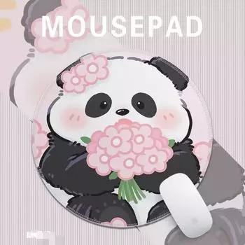 Коврик для мыши GIMIRO Panda Противоскользящий [22 см x 22 см] Круглые коврики для мыши оранжевый