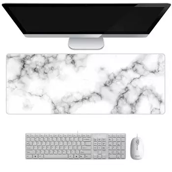 Коврик для мыши NOELAMOR большой мраморный игровой коврик для мыши оптический коврик для мыши длинный 800x300x2 мм (белый) белый