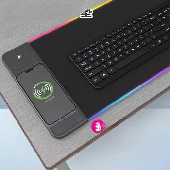 Коврик для мыши с функцией беспроводной зарядки мобильного телефона для игр и офиса Luminous 350*250*3