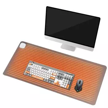 Коврик для мыши с подогревом, настольный коврик с регулировкой температуры на 3 уровнях, большой водонепроницаемый настольный обогреватель с автоматическим отключением питания на 4 часа, компьютерный коврик с быстрым нагревом