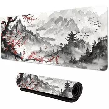Коврик для мыши Sakura Scenery Большой Противоскользящий Резиновый Игровой Коврик для Мыши Прочный Настольный Коврик Толстый Край с Обшивкой Офисный Игровой Ковер для Стола 30x60cm