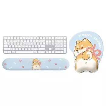 Коврик для мыши Шиба-ину Подставка для запястья Пена с эффектом памяти Подушка для запястья Снятие усталости запястья для игр и работы Ину 2 шт. Противоскользящий (Набор Шиба)