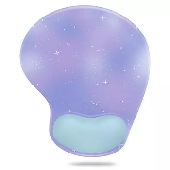 Коврик для мыши Soqool Starry Sky Purple с интегрированным эффектом памяти на запястье, эргономичный, прочный, подставка для запястья, подставка, противоскользящий, моющийся,