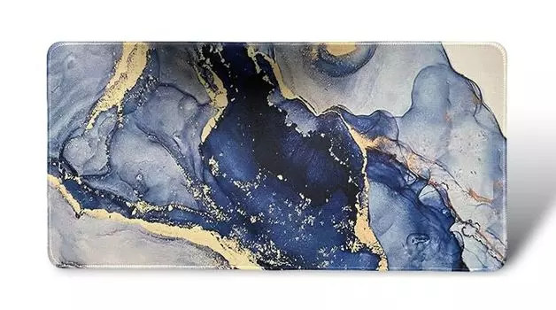 Коврик для мыши в мраморном стиле, Корея, 30 см x 60 см, сине-черный, элегантный, сине-черный, мраморный, игровой, скандинавский