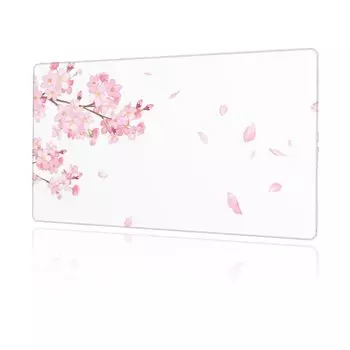 Коврик для мыши в японском стиле с изображением цветущей вишни, большой игровой коврик для мыши с акварельными лепестками, танцующая сакура, настольный коврик, очень большой коврик для клавиатуры, резиновая подошва