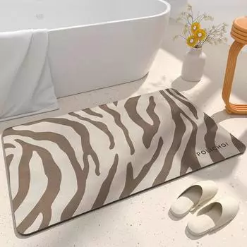 Коврик для ног в полоску зебры, быстросохнущий, коврик для ванной, нескользящий, впитывающий, коврик для ванной, коврик для душа, туалета, коврик для входной двери 40cmx60cm