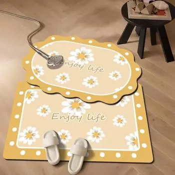 Коврик для ног в стиле сада с диатомовой грязью, впитывающий нескользящий коврик для ног, небольшой свежий коврик для туалетной двери, грязный, быстросохнущий коврик для двери 30 * 50 (Diatom Mud)