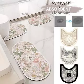 Коврик для ног в ванной комнате, коврик для пола в форме буквы U, коврик для ванной комнаты, поглощающий воду, противоскользящий, для ванной комнаты, для душа, коврики Quick