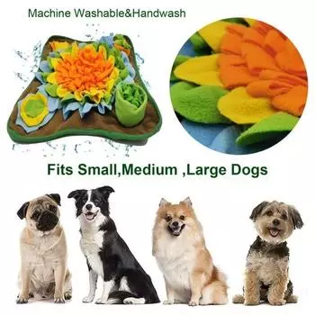 Коврик для нюханья домашних животных для собак, кошек, интерактивная медленная игрушка-кормушка, нескользящая головоломка для собак 50*50cm жёлтый