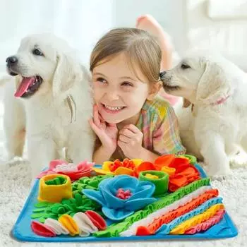 Коврик для нюханья собаки, интерактивная игрушка-головоломка для собак, медленная кормушка, коврик для лакомства, коврик для кормления собак, коврик для лизания, коврик для нюхания домашних животных синий