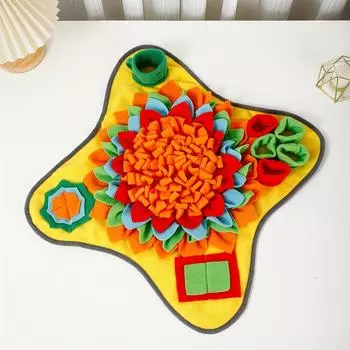 Коврик для нюхательного табака для собак, интерактивный коврик для медленной кормушки для собак, прятки, развивающая игрушка для дрессировки и игры 48x48cm зелёный