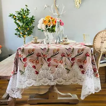 Коврик для обеденного стола в скандинавском стиле, легкий роскошный и высококачественный фетровый чехол с вышивкой, кружевная прямоугольная скатерть для чайного столика 90x90cm 1pcs