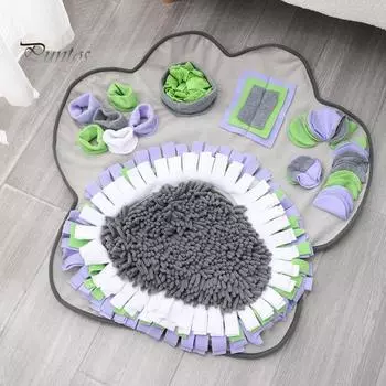 Коврик для обнюхивания домашних животных, интерактивный коврик для медленного кормления, игрушка-головоломка в форме лапы, плюшевый коврик для обнюхивания для маленьких и средних собак и кошек Paw