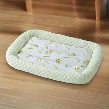 Коврик для охлаждения домашних животных с рисунком фруктов, машинная стирка, коврик для сна для собак и кошек, нескользящая летняя охлаждающая подушка из ледяного шелка S зелёный