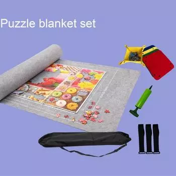 Коврик для пазла Yousheng Jigsaw Roll Mat Большая вместимость Складная конструкция Износостойкий коврик для пазла Saver с набором фиксирующих ремней чёрный