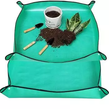 Коврик для пересадки растений, водонепроницаемый коврик для пересадки, коврик для выращивания суккулентов в помещении, переносной коврик для садоводства 50x50cm зелёный