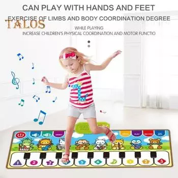 Коврик для пианино для малышей с музыкальными инструментами, звуки животных, динозавров, детский музыкальный танцевальный игровой коврик, обучающий коврик для мальчиков и девочек, клавиатура пианино A