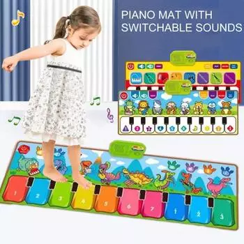 Коврик для пианино для малышей с музыкальными инструментами, звуки животных, динозавров, детский музыкальный танцевальный игровой коврик, обучающий коврик для мальчиков и девочек, клавиатура пианино A